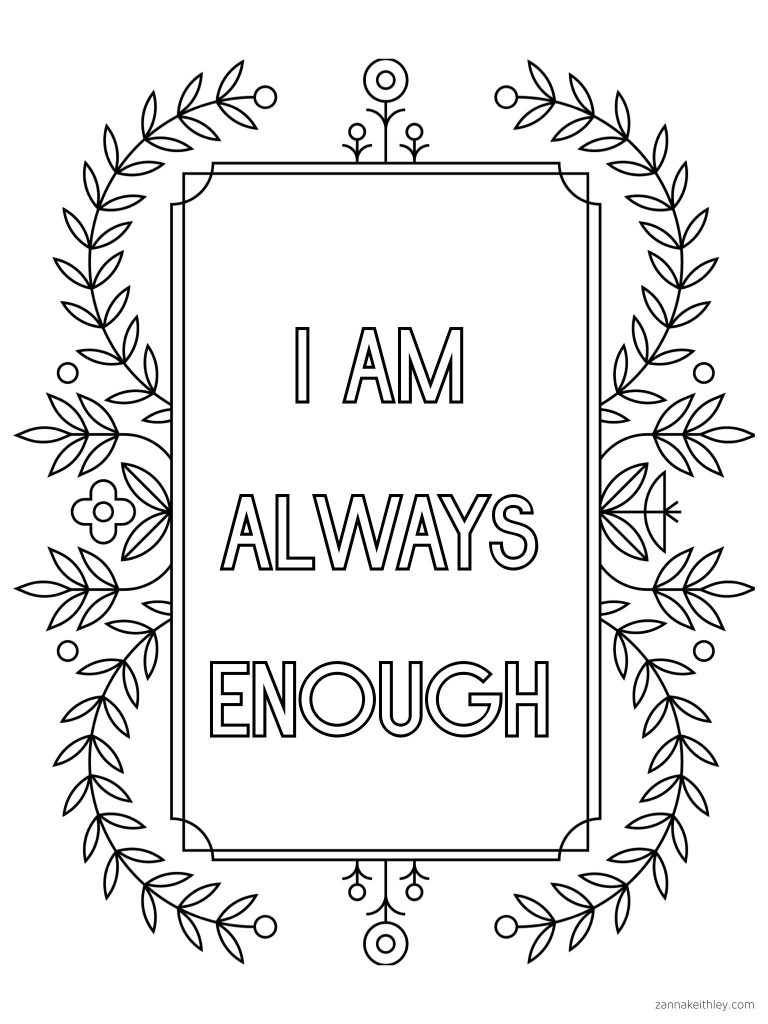 positive affirmation coloring page