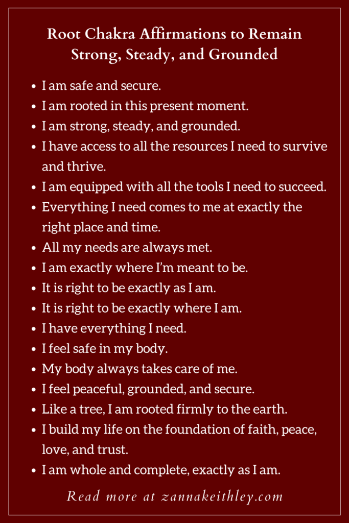 A list of root chakra affirmations