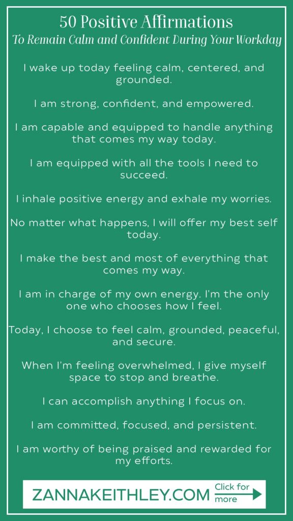 A list of positive affirmations for work