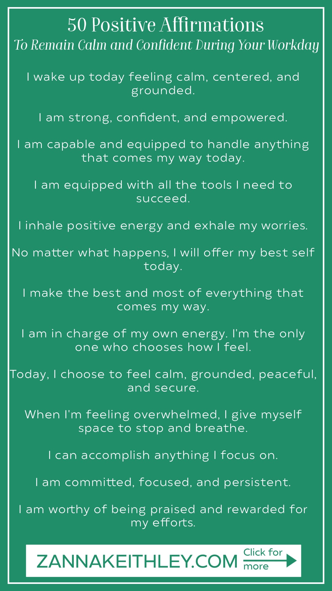 50 Positive Affirmations For Work Confidence And Success