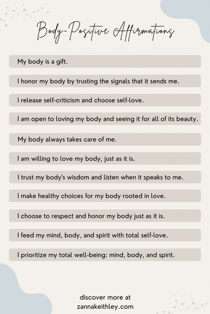 A list of body positive affirmations