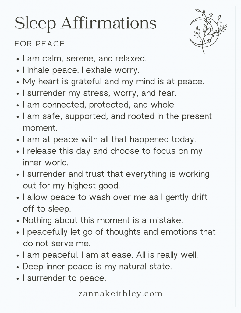 sleep affirmations for peace