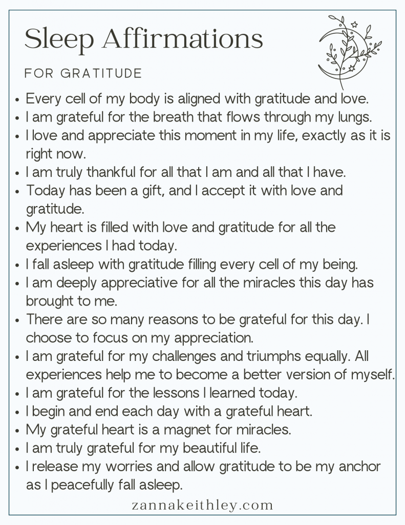 sleep affirmations for gratitude