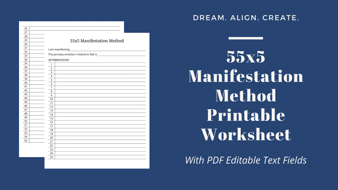 55x5 manifestation printable worksheet