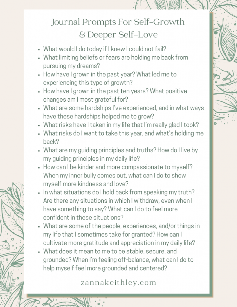 journal prompts for self growth and deeper self-love