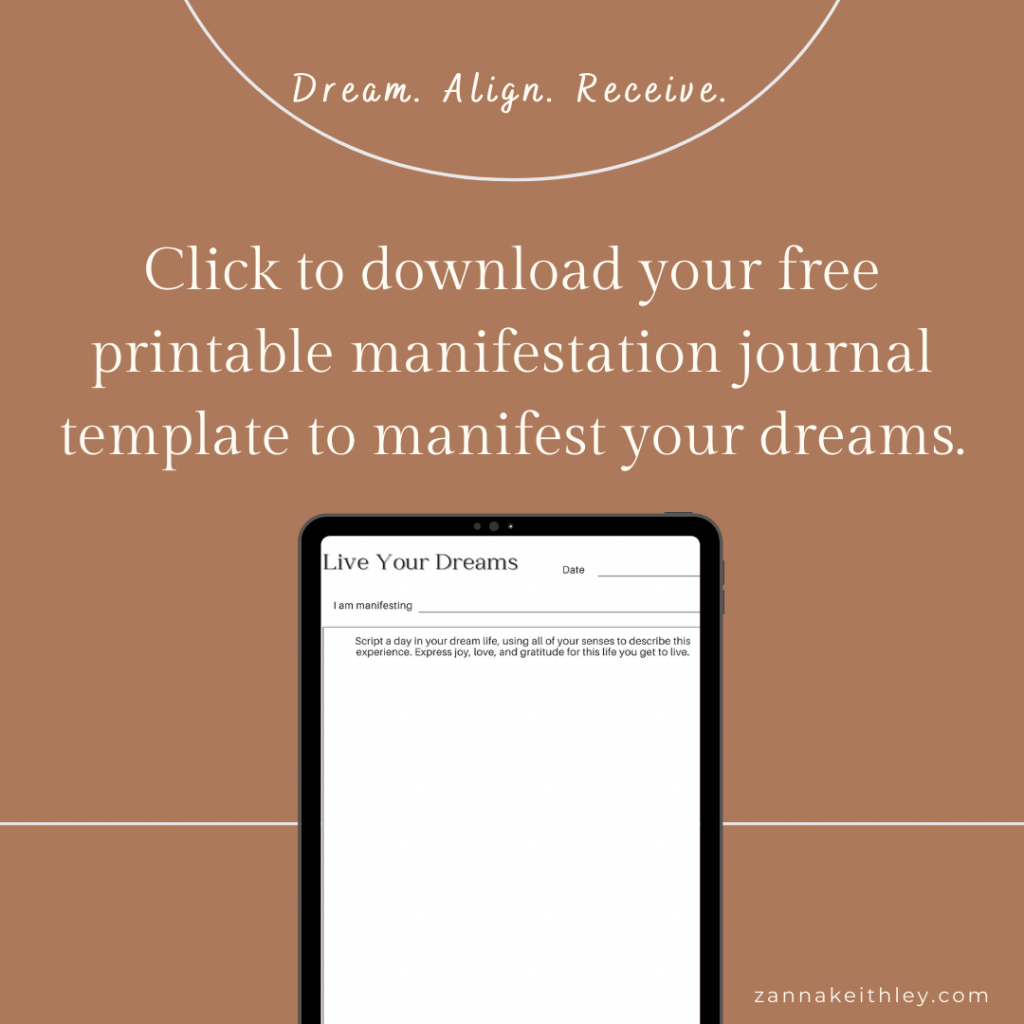 Click to download your free printable manifestation journal template to manifest your dreams