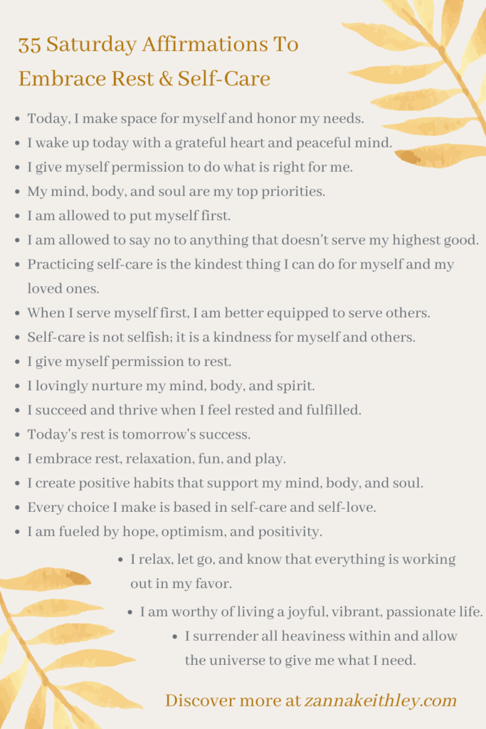 35 Saturday Affirmations To Embrace Rest & Self-Care