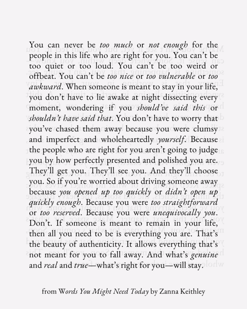 A passage from Zanna Keithley's book 'Words You Might Need Today'